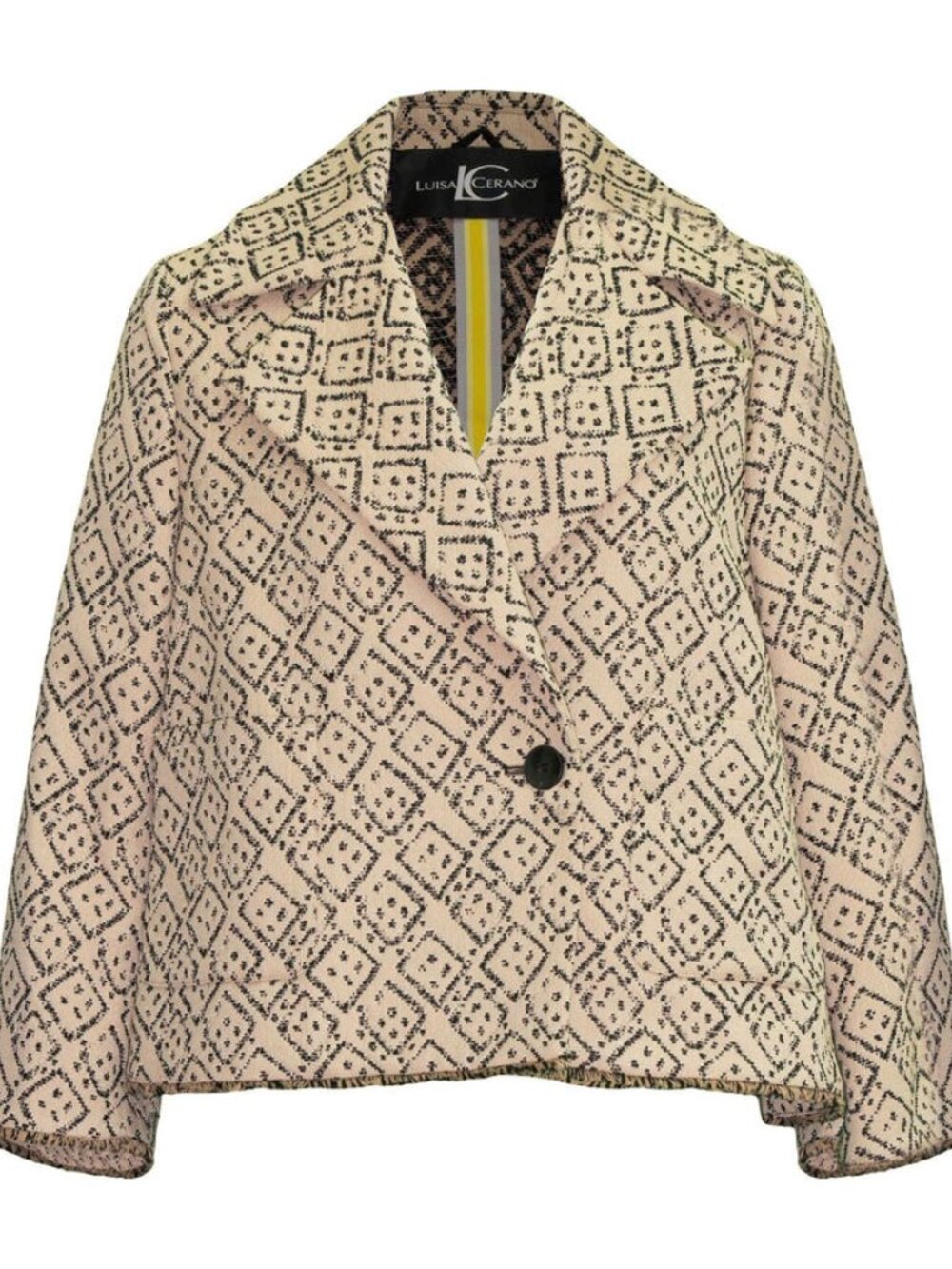 Luisa Cerano Natural Beige Domino-Jacquard Cotton-Blend Jacket
